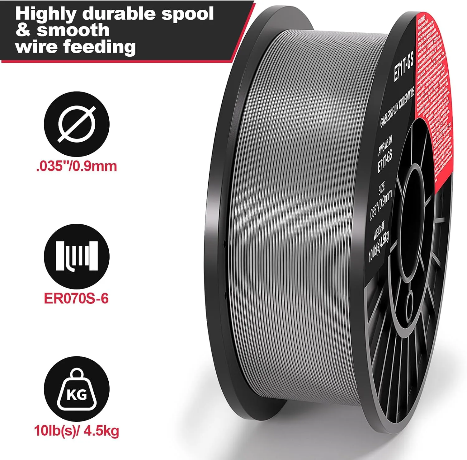 0.030 Flux core Welding Wire, 2 Spools E71T-GS Low Splatter gasless Carbon Steel Mig Welding Wire Compatible (0.035-inch 10LB 2pk)