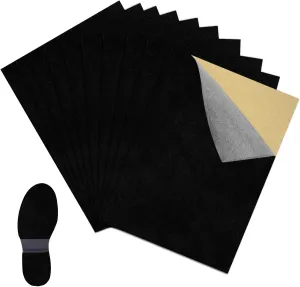 10 Pcs Stick-on Faux Suede Soles for Dance Shoes, 11.8”x8.3” Black Suede Sheets，Friction-reducing to Easy Rotation and Sliding on Indoor Floors, Self Adhesive Replacement High Heeled Shoes