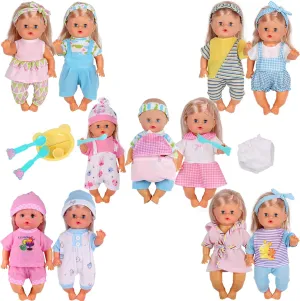 10 Sets for 10-11-12 Inch Baby Doll Clothes Dress Newborn Baby Doll Accessories Gown Costumes Outfits with Schoolbag Kitchen Toy Xmas Present (for 10-12'' Doll)