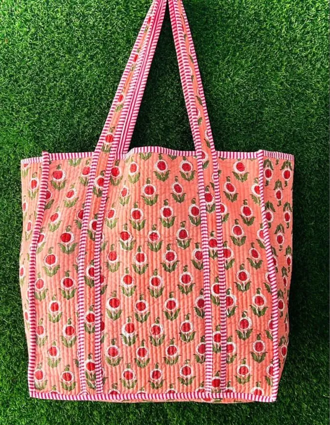 100% Cotton Quilted Shoulder Bag Tote Bag Women Reversible Shopping Bag & Daily Use Grocery Bags Travel Women Bags Gifts
