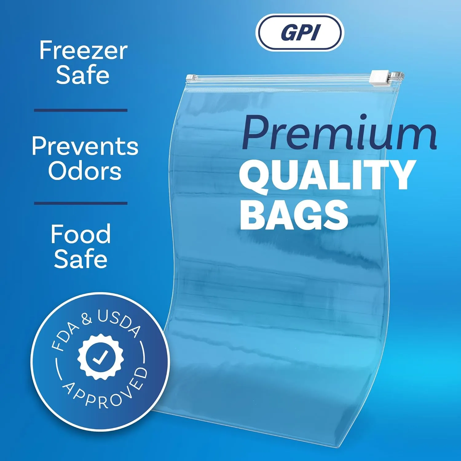 100 Count - Slider Zip Food Storage Bags, 9" x 12" 3 Mil Heavy Duty, Strong & Durable For Freezer Storage. GPI