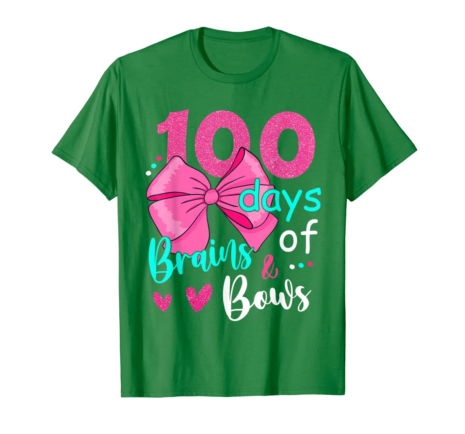 100 Days Of Brains Bows 100th Day Of School Gifts Kids Girls T-Shirt