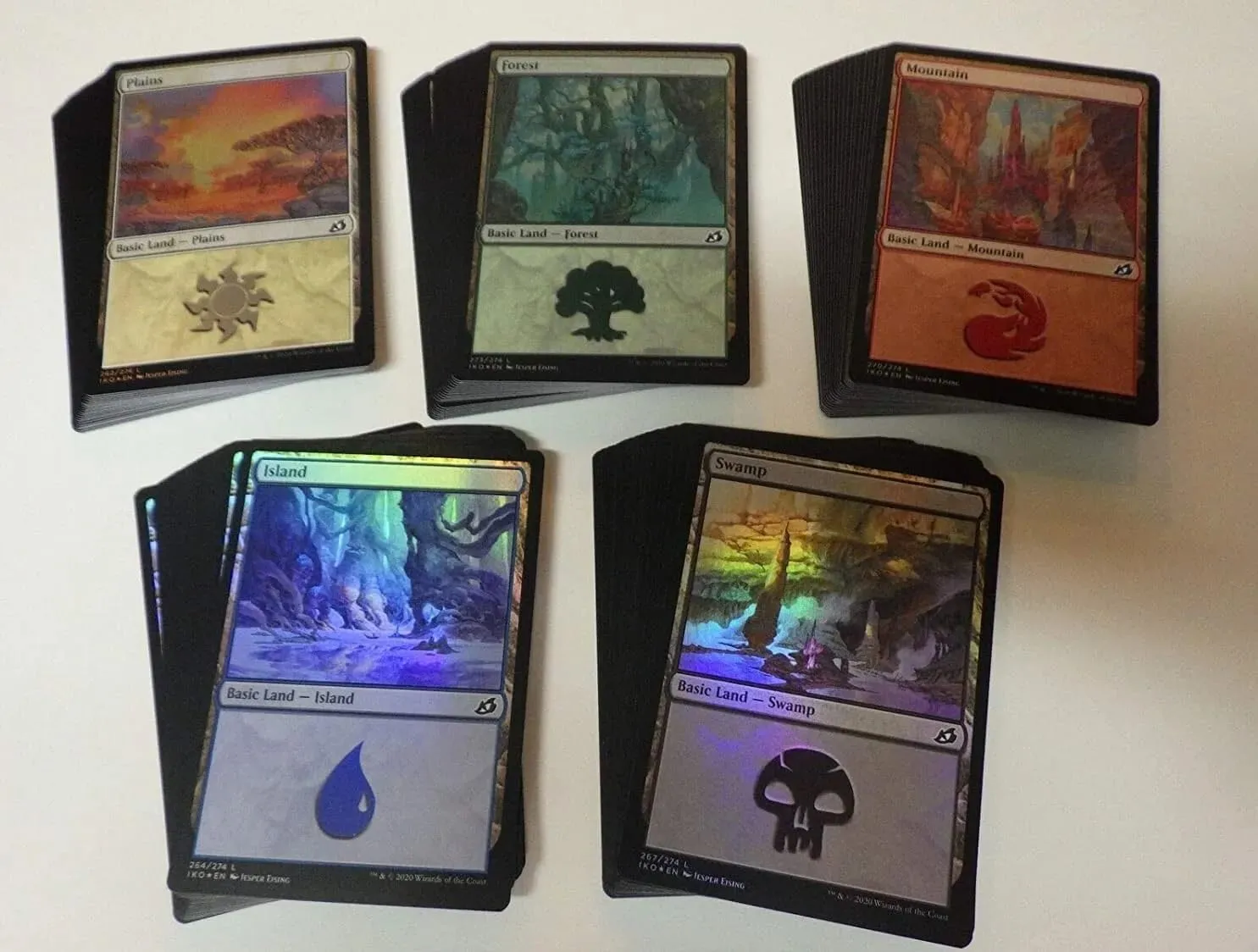 100 FOIL Basic Lands - Magic The Gathering - 20 Swamp, Mountain, Forest, Plains, Island - MTG!!!