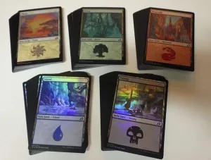 100 FOIL Basic Lands - Magic The Gathering - 20 Swamp, Mountain, Forest, Plains, Island - MTG!!!
