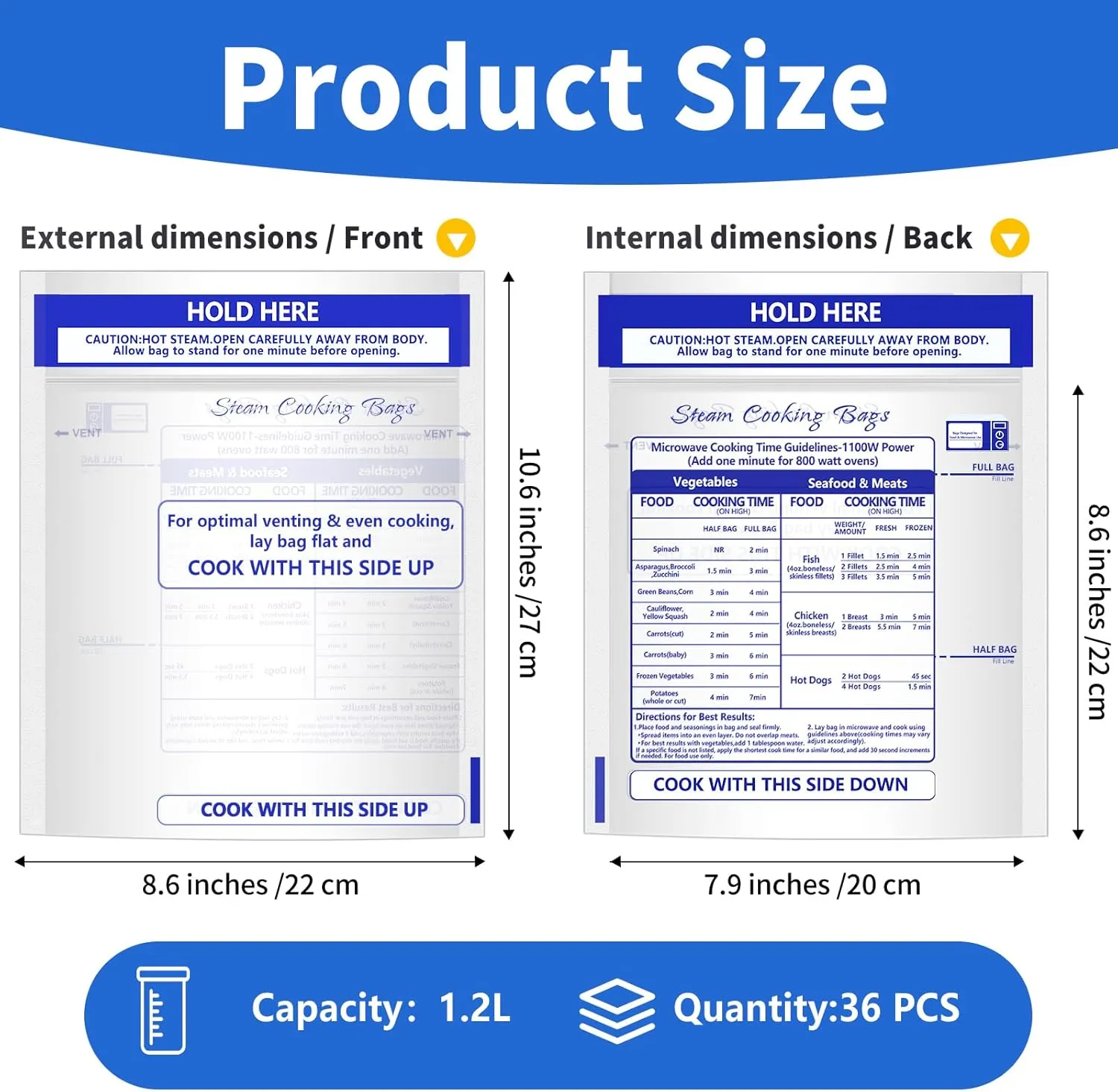 100 Pcs Microwave Steamer Bags 7.9 X 8.6 Inch Zipper Steam Cooking Bags Reusable Microwave Cooking Bag for Vegetables Potatoes and Meat (100)