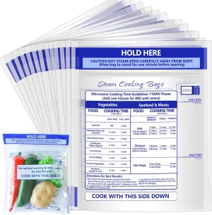 100 Pcs Microwave Steamer Bags 7.9 X 8.6 Inch Zipper Steam Cooking Bags Reusable Microwave Cooking Bag for Vegetables Potatoes and Meat (100)