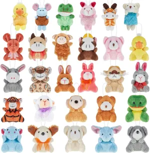 100 Pcs Mini Plush Animals Toy Set Cute Small Stuffed Animal Keychain Assortment for Boys Girls Valentine Carnival Prize Christmas Claw Machine Party Favor Classroom Reward Goodie Fillers, 28 Styles