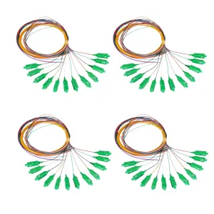 12 Fibers SC APC Singlemode (SM) Fiber Optic Pigtail 1.2m SC Single Mode Fiber Cable Pigtail for Engineering Network Fiber Access, 4 Packs