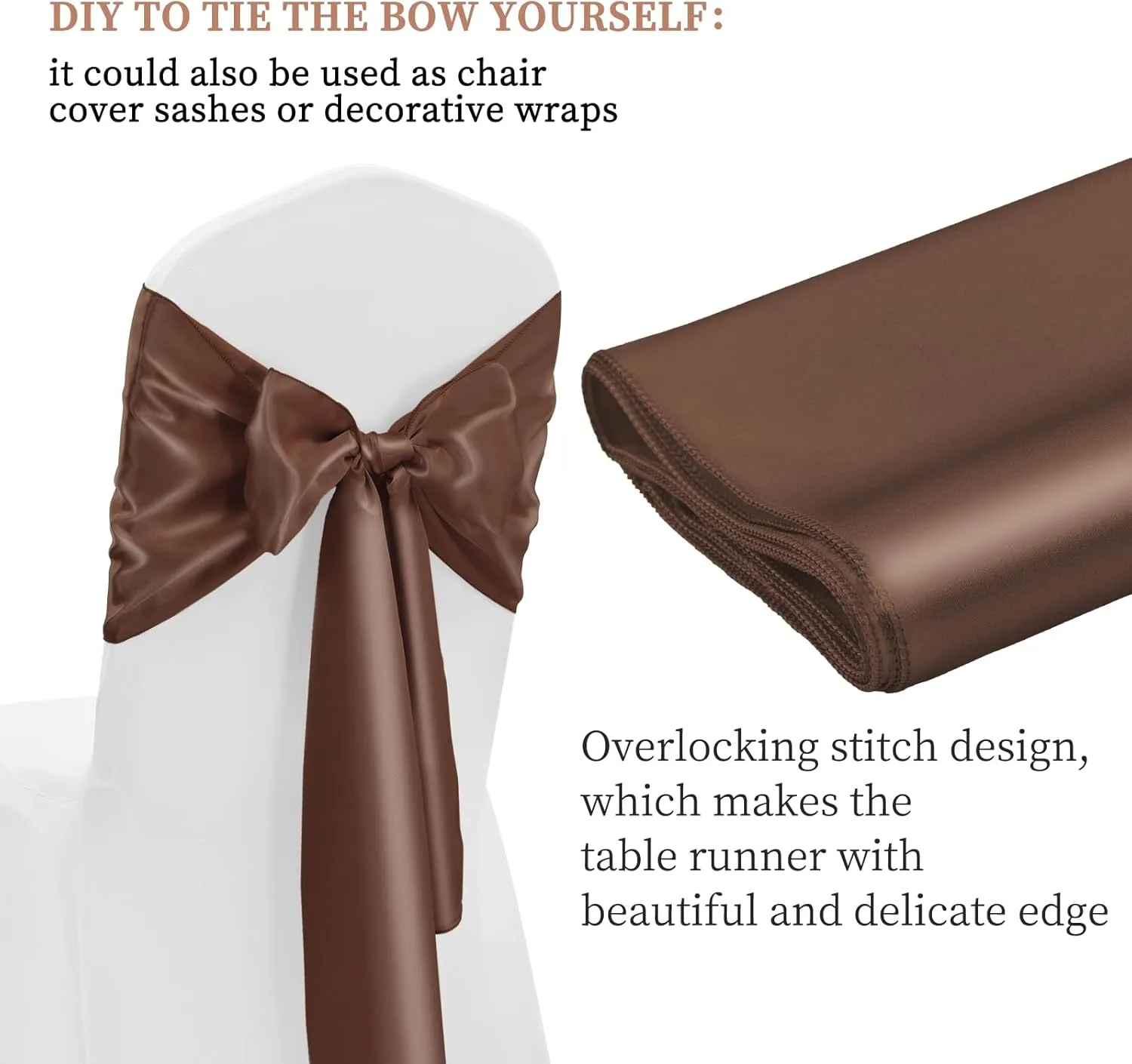 12 Pack Brown Satin Table Runner 12 x 108 Inch Long Premium Table Runners for Wedding Party Events Decoration, Birthday Parties, Banquets Decorations, Graduations, Engagements