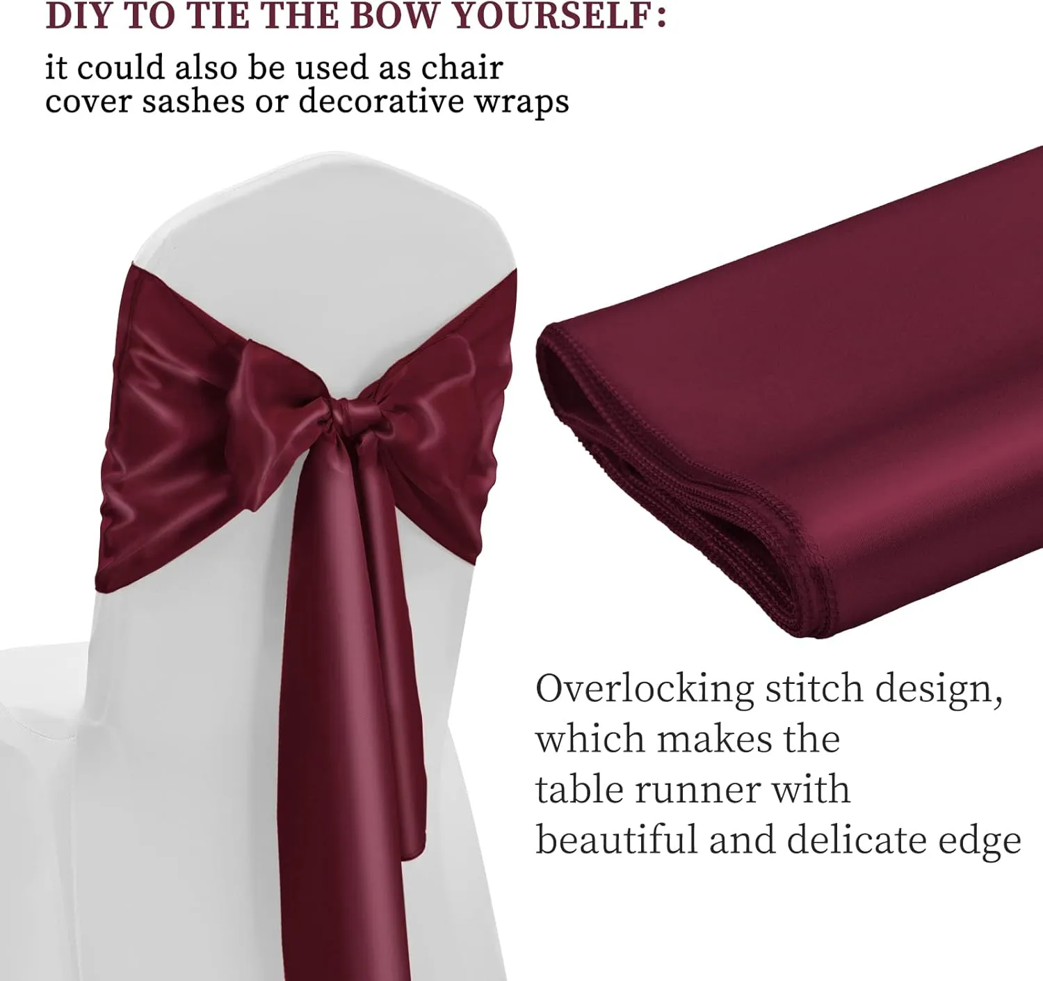 12 Pack Burgundy Satin Table Runner 12 x 108 Inch Long Premium Table Runners for Wedding Party Events Decoration, Birthday Parties, Banquets Decorations, Graduations, Engagements