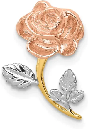 14K Two-tone & White Rhodium Polished Rose Chain Slide