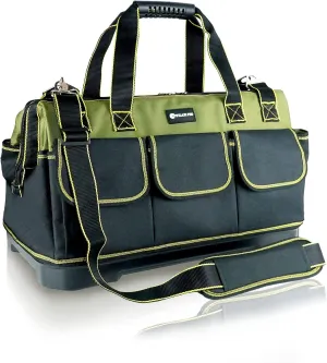17in Tool Bag For Men Heavy Duty​ with Waterproof Molded Base, High Capacity Wide Mouth Tote, Construction Worker Electricians Tool Bags, Large Tool Bag Organizer for Men Women Tool Tote