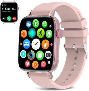 1.90'' with Smart Watch(Answer/Make Calls),Smart Fitness Tracker Watches for Android/iOS Phones,Bluetooth Call and Text Message/Sleep Monitor/Heart Rate/Step Counter Android Smartwatch for Women Men