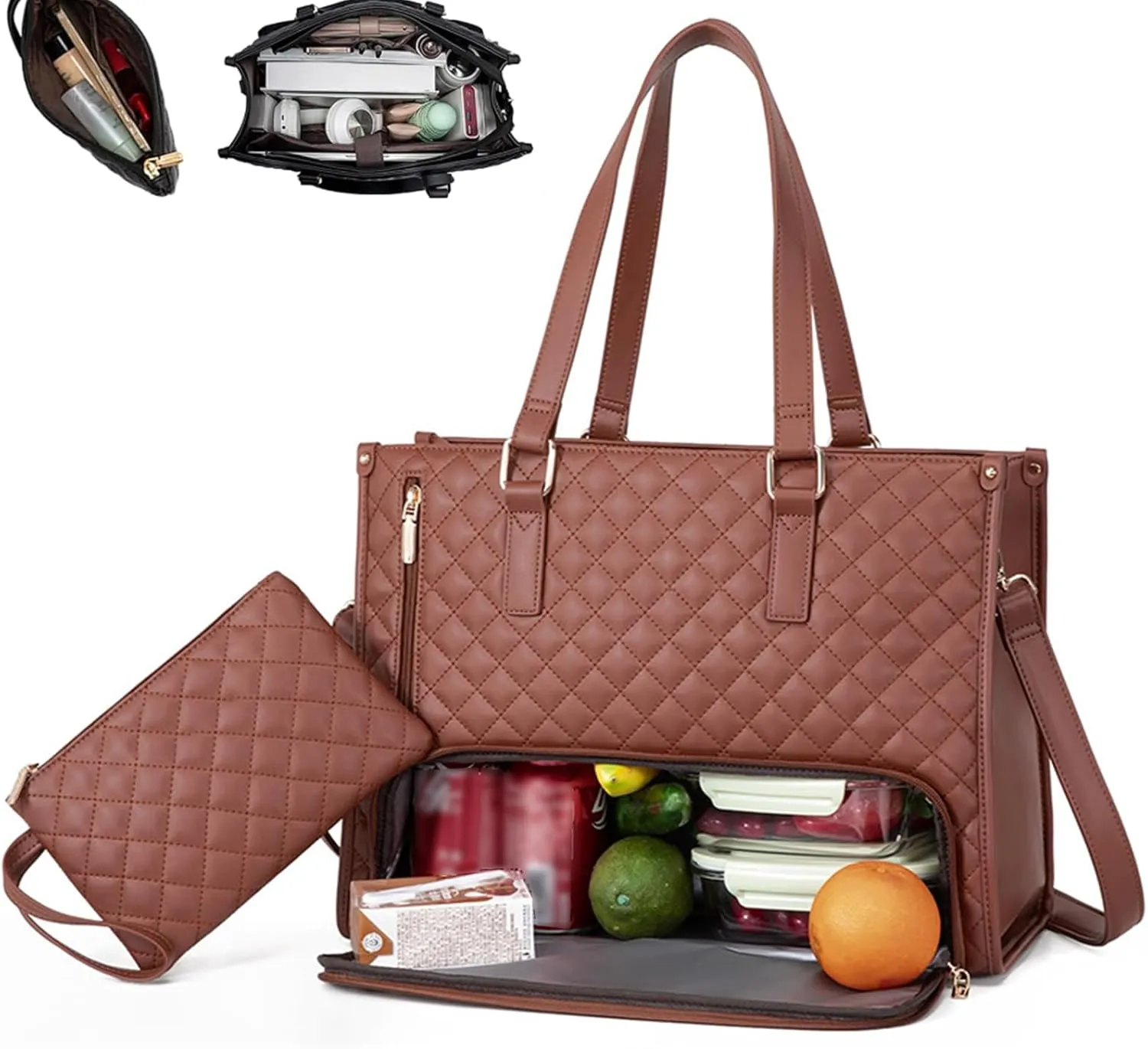 2 in 1 Tote Bag Lunch Bag Combo, 2 in 1 Lunch Tote Bag for Women, 15.6 Inch Tote Bag with Lunch Compartment, The Ultimate 2-in-1 Tote Bags – Elegance Meets Functionality