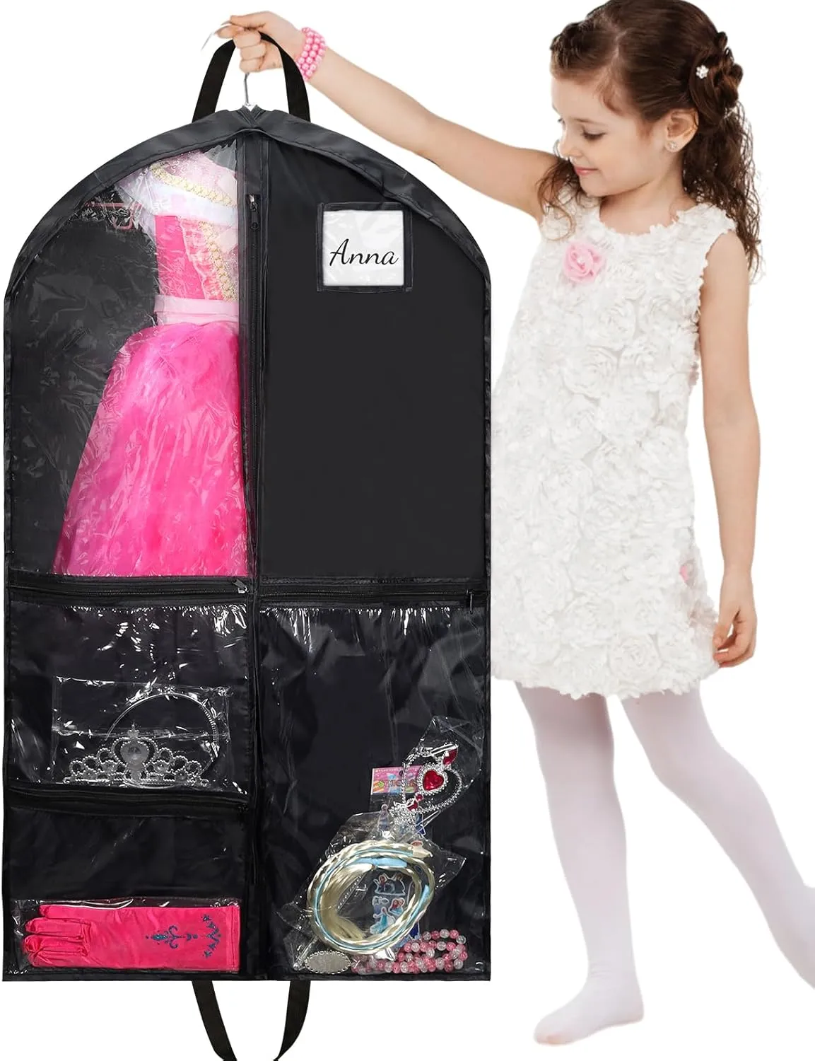 2 Pack Kids Garment Bags for Dance Costumes,40 Inch Dance Costume Garment Bag for Competition,Waterproof Hanging Garments Bag Breathable Clothes Bag for Dance Costumes,Skating,Theatre