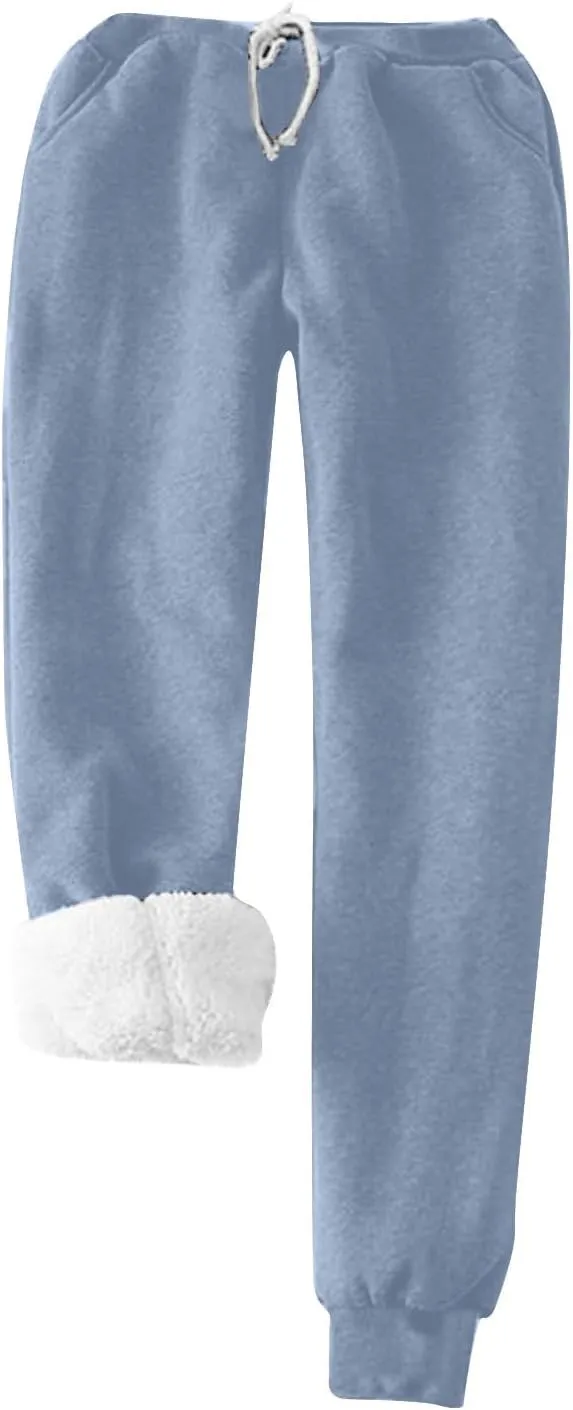 2 PCS Outfits Womens Fleece Sherpa Lined Sweatsuits Funny Long Sleeve Tops and Sweat Pants Winter Warm Tracksuit Set