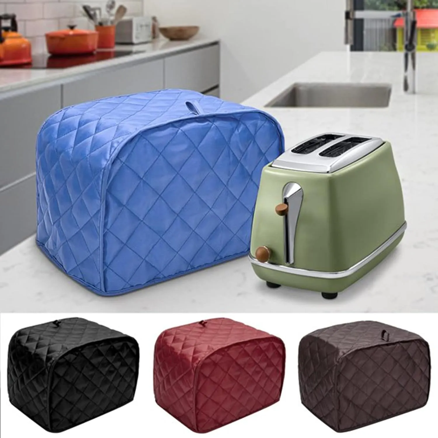 2 Slices Bread Toaster Cover Protector Home Small Appliance Cover Kitchen Tool Household Clothes Closet Storage (F, One Size)