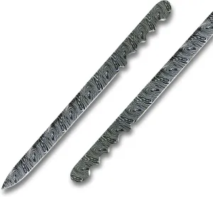 20 Inch Blank Blade Damascus Steel Knife - 15" Razor-Sharp Blade, Knife Making Kit 58-60 HRC Hardness, Damascus Handle with Leather Sheath, Full Tang for Survival, Outdoor, Tactical Use