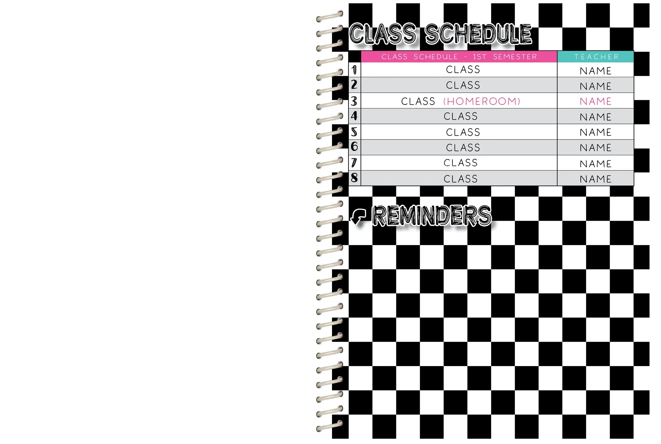 2024 First Semester Student Planner - BW PATTERN CENTRAL HEIGHTS