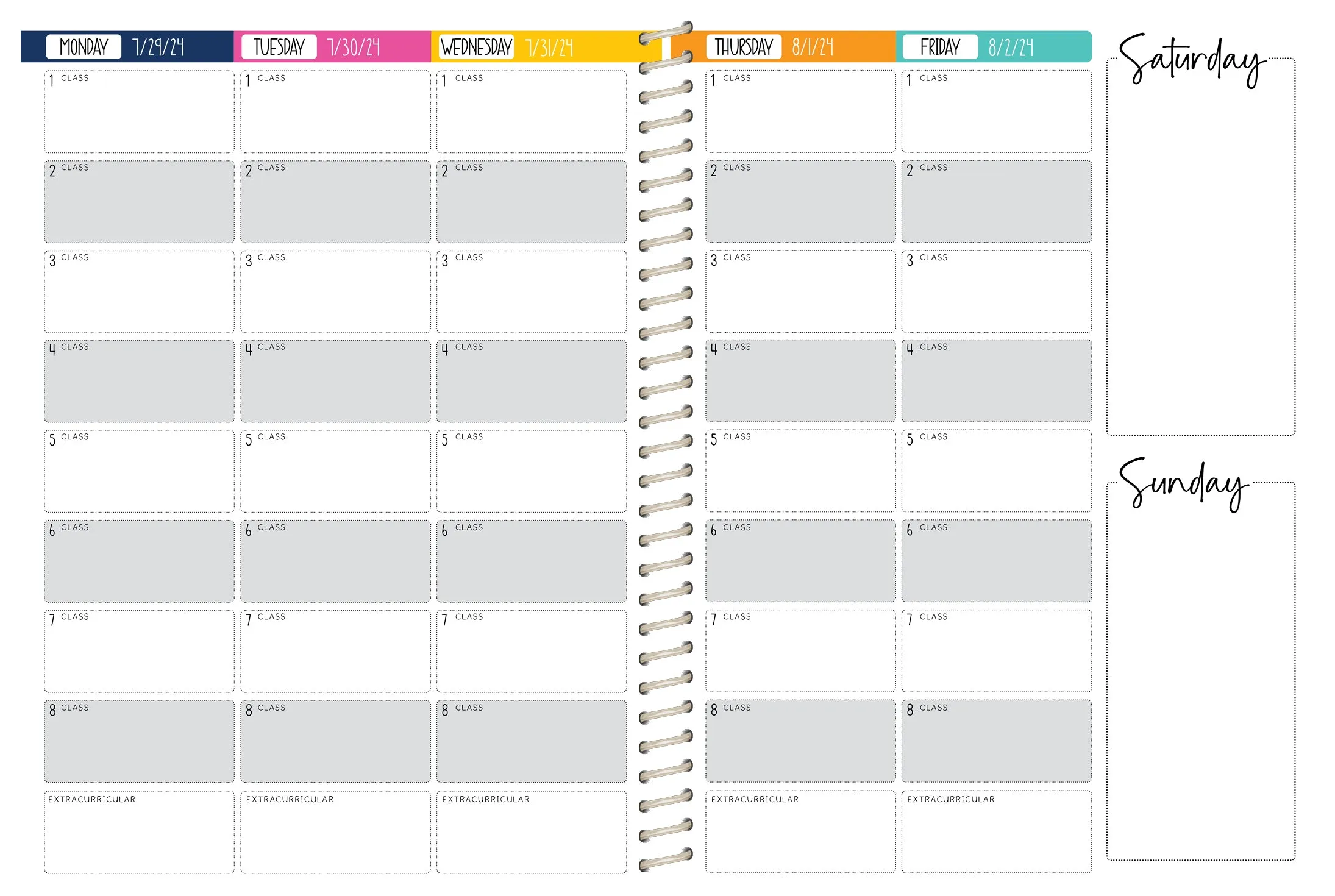 2024 First Semester Student Planner - BW PATTERN CENTRAL HEIGHTS