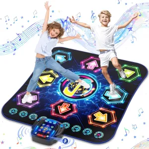 2025 Upgraded Dance Mat Toys for 3-12 Year Old Kids, Electronic Dance Pad with Light-up 8-Button Wireless Bluetooth, Music Dance with 27 Game Levels, Christmas Birthday Toy Gifts for Girls Boys