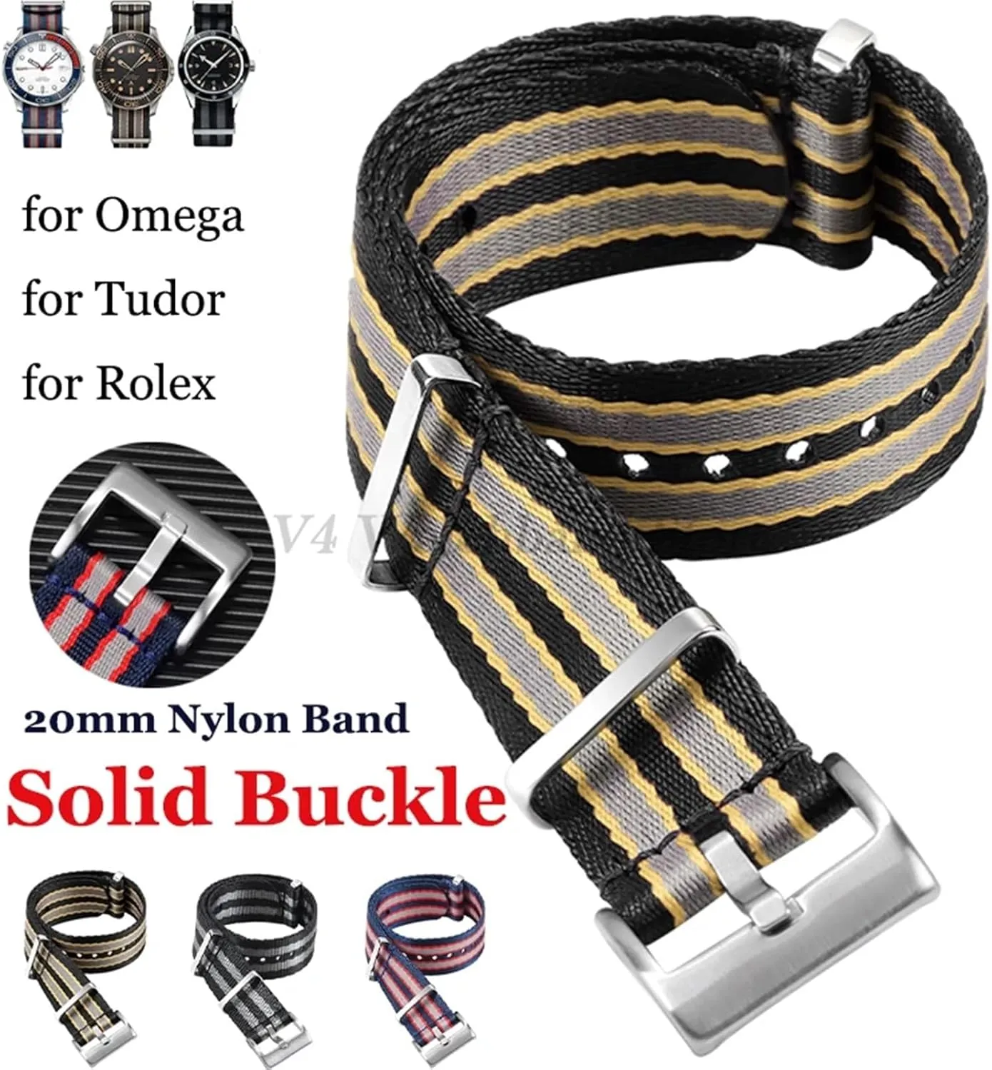 20mm High Density Nylon Strap For Omega Seamaster 007 Wristband For Rolex Military Watch Band Bracelet