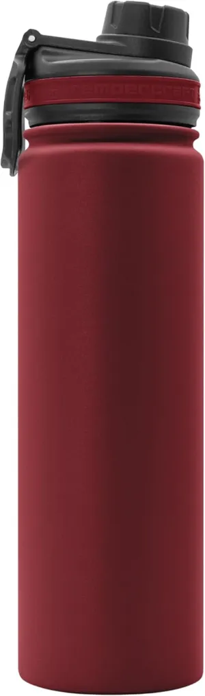 22 oz Vacuum Insulated Sport Bottle | Custom Laser Engraved Options | Stainless Steel, Double-Walled, Wide Mouth (Burgundy - Blank)