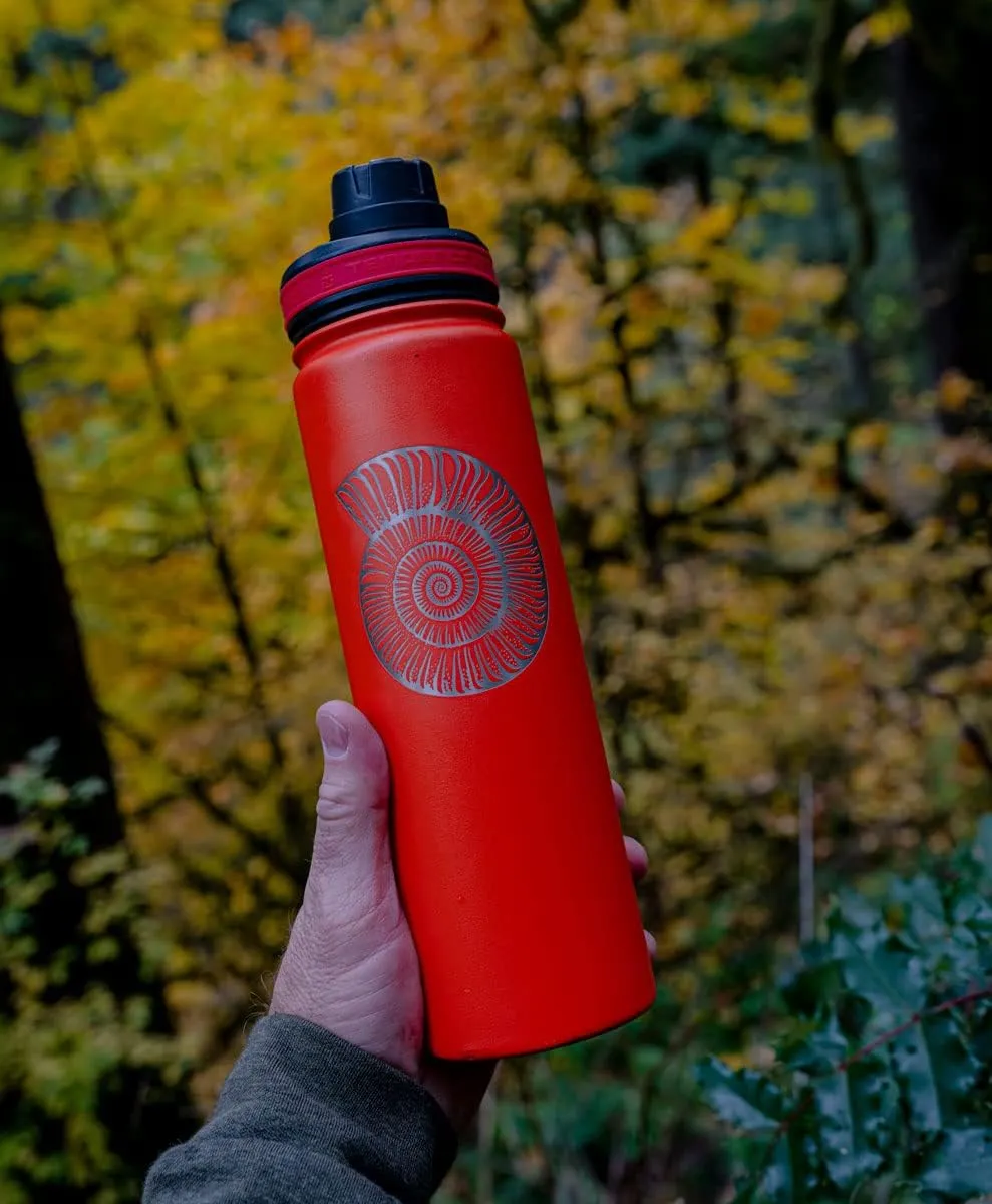 22 oz Vacuum Insulated Sport Bottle | Custom Laser Engraved Options | Stainless Steel, Double-Walled, Wide Mouth (Burgundy - Blank)