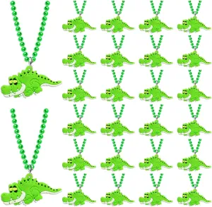 24 Pack Crocodile Necklace Party Favors for Reptile Themed Party, Wild Animal Themed Baby Shower, Birthday, School Carnival Rewards, Photography Props, Home Decorations, Classroom Prize