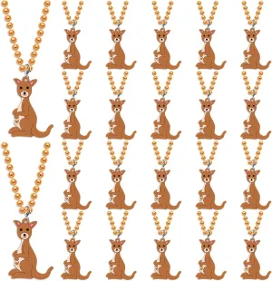 24 Pack Kangaroo Necklace Party Favors for Woodland Animal Themed Baby Shower, Birthday Party Goodie Bag Fillers, School Carnival Rewards, Photography Props, Home Decorations, Classroom Prize