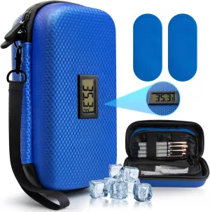 24h Insulin Cooler Travel Case - TSA Approved Medication Diabetic Cooler for Travel with Thermometer Temperature Display Refrigerated Medicine Organizer Bag with 2 Ice Pack
