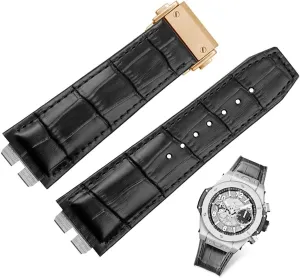 27 * 19mm Crocodile Grain Genuine Leather Watch Band For Hublot Big Bang Ubom 411 Watch Strap