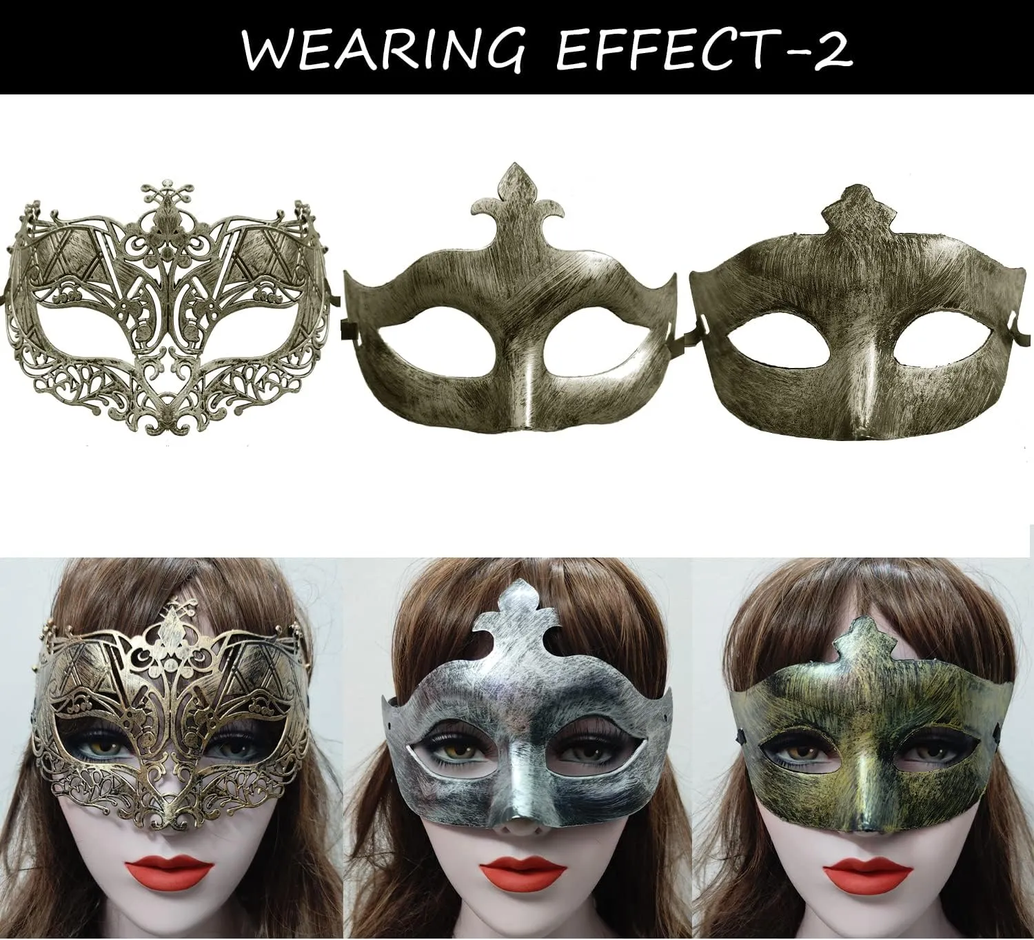 27 Pcs Vintage Antique Masks Retro Masquerade Men Women Unisex Mask for Ball Party Venetian Costume - Gold, Silver, Bronze