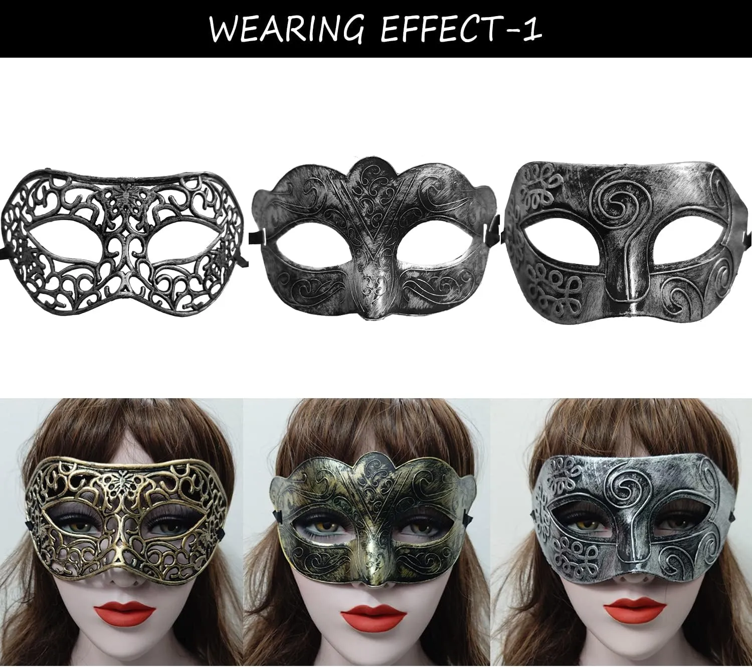 27 Pcs Vintage Antique Masks Retro Masquerade Men Women Unisex Mask for Ball Party Venetian Costume - Gold, Silver, Bronze