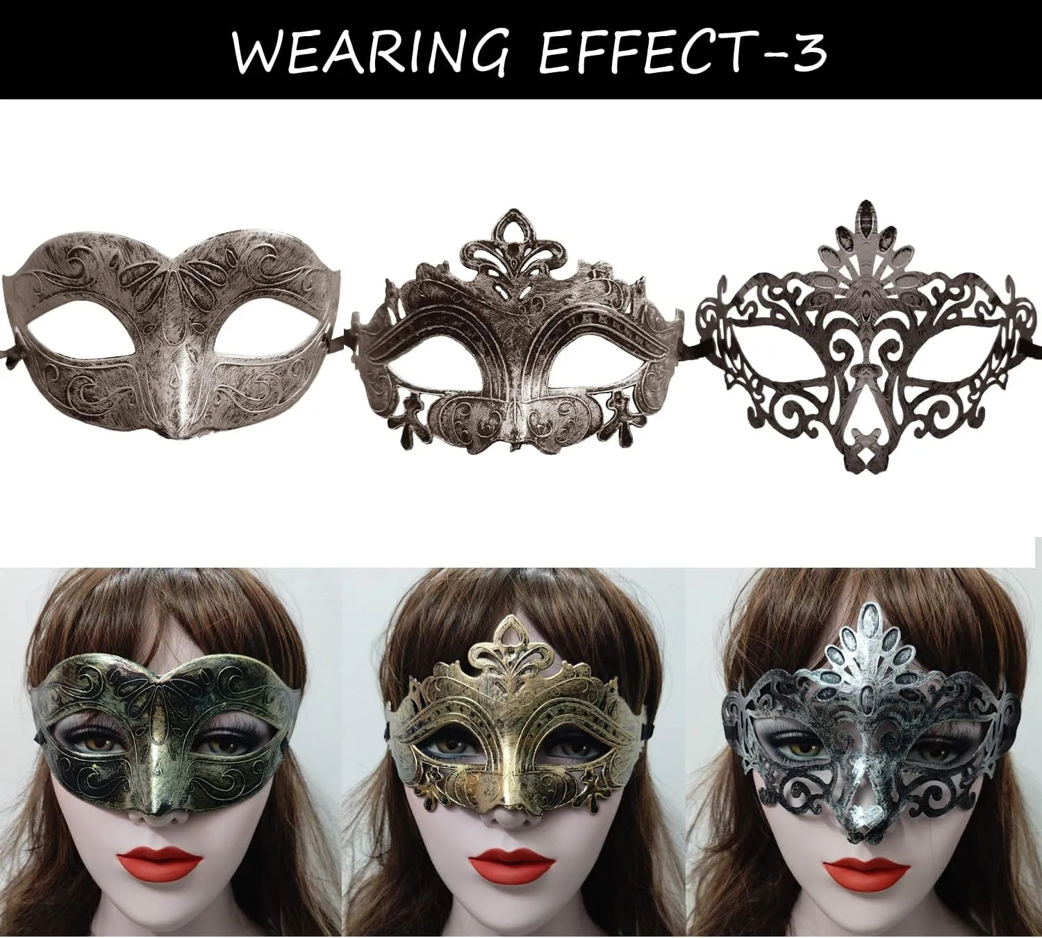 27 Pcs Vintage Antique Masks Retro Masquerade Men Women Unisex Mask for Ball Party Venetian Costume - Gold, Silver, Bronze