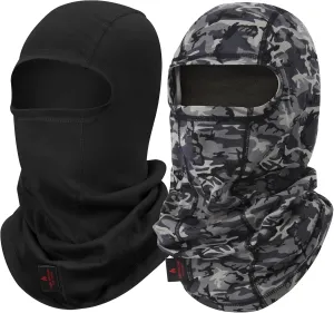 2PCS FR Balaclava Face Mask Flame Resistant for Welding Construction Firefighters OSHA Compliant Heat Spark Protection Breathable Stretch Fit Head Cover Camo/Black One Size