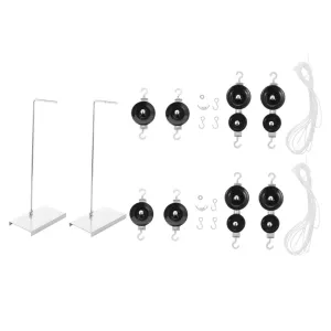 2sets Pulley Block Mechanics Experiment Kit with Ropes and Brackets for Classroom Physics Single Double Pulleys and Experiments