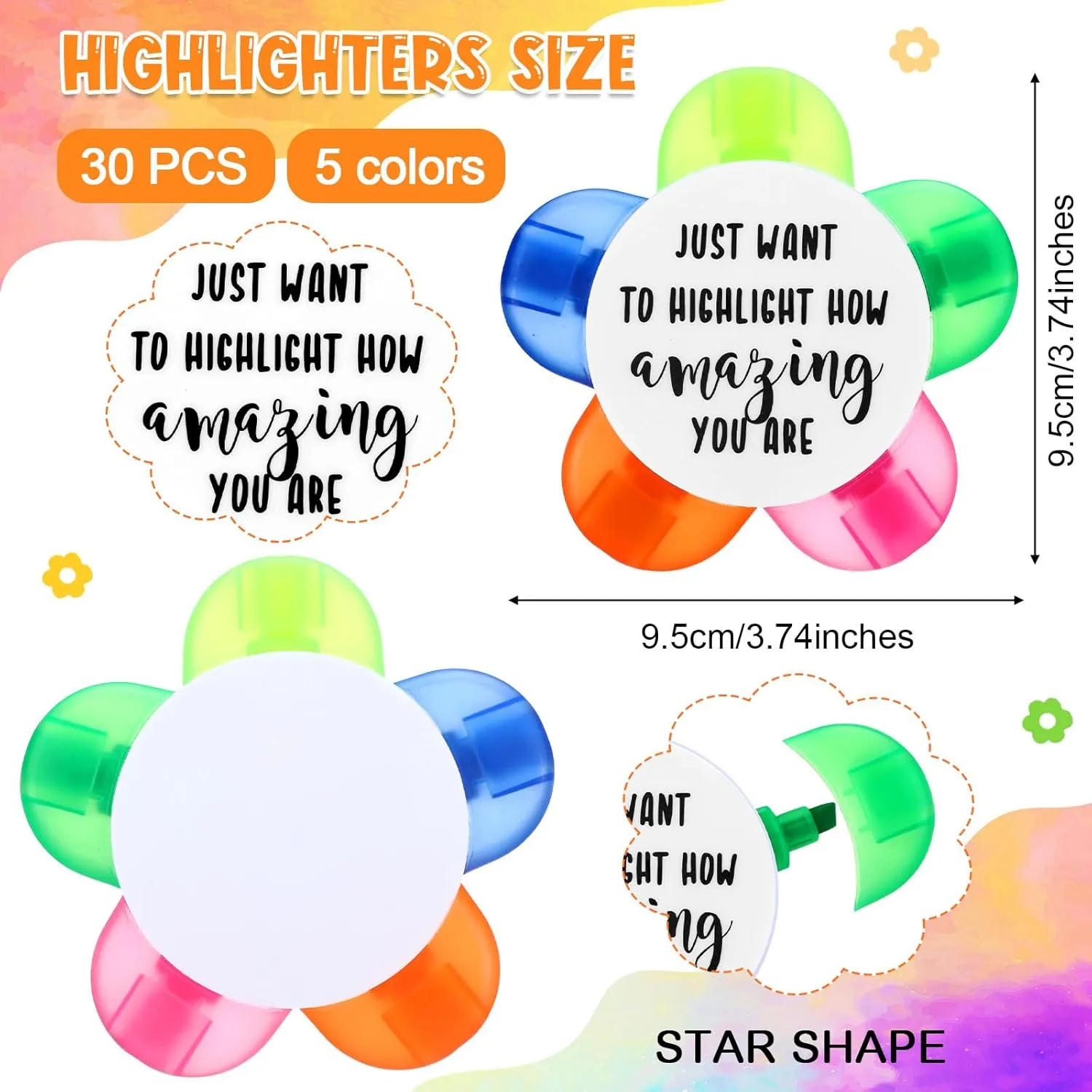 30 Pcs Petals Bible Highlighters Christian Gifts for Students from Teachers in Bulk Brush Tip Affirmation Awards Gifts