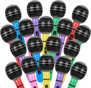 30 Pieces Inflatable Microphones for 80s 90s Party Decorations - 80s 90s Party Favors Decorations Supplies Plastic Toy Microphone Prop