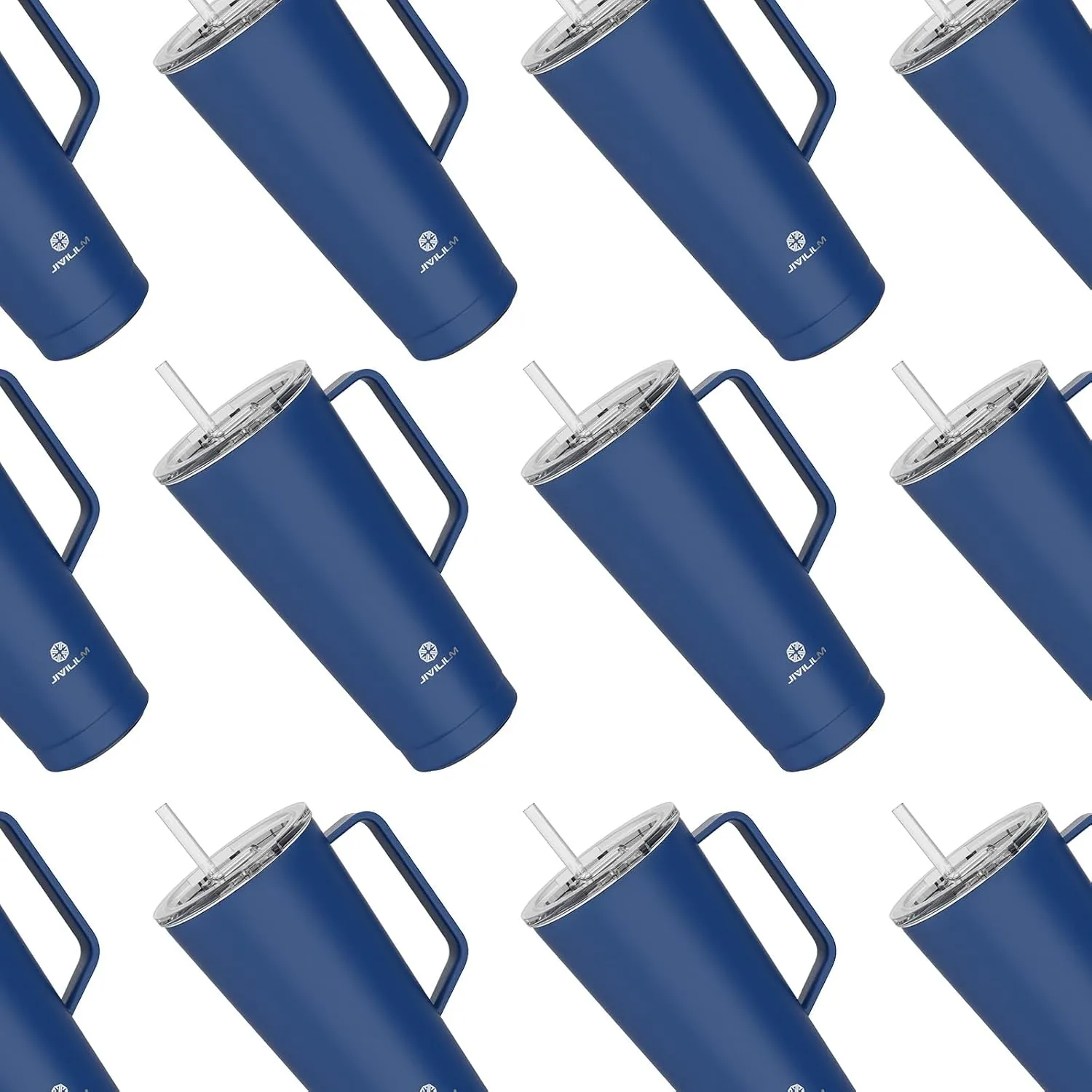 32 OZ 2 in 1 Stainless Steel Insulated Snack Tumbler With Handle, 2 Lids, Straw for Water, Coffee, Snack (Navy Blue, 32 OZ)
