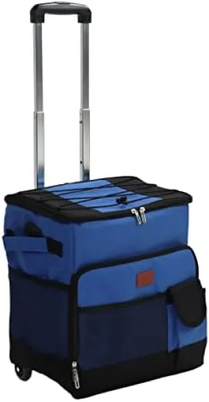 35L Rolling Cooler with Wheels and Pull Rod, Anti Leakage Insulated Rolling Cooling Bag Wheeled Cooler for Beach Camping Patio Travel Picnic Fishing Hiking