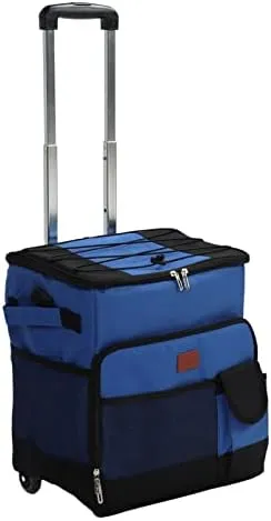 35L Rolling Cooler with Wheels and Pull Rod, Anti Leakage Insulated Rolling Cooling Bag Wheeled Cooler for Beach Camping Patio Travel Picnic Fishing Hiking