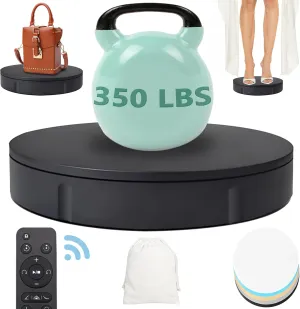 360 Degree Rotating Turntable 12 Inch, 350lbs Capacity for Photography, Heavy Duty, Automatic Remote Control Display Platform with 5 Colour Surface Covers and Carry Bag
