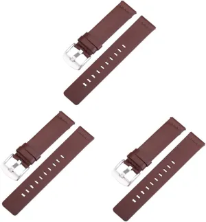 3pcs Fashion Watch Band Men's Leather Watch Strap Replacement Wristband for S3 Brown 20mm Silver Buckle
