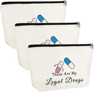 3pcs Medicine Gift for Women Makeup Bag Therapy Therapist Gifts Patient Birthday Present Cosmetic Bag Medicine Organizer Pouch Female Nurse Practitioner Present for Her Mom Sister Travel Pouch