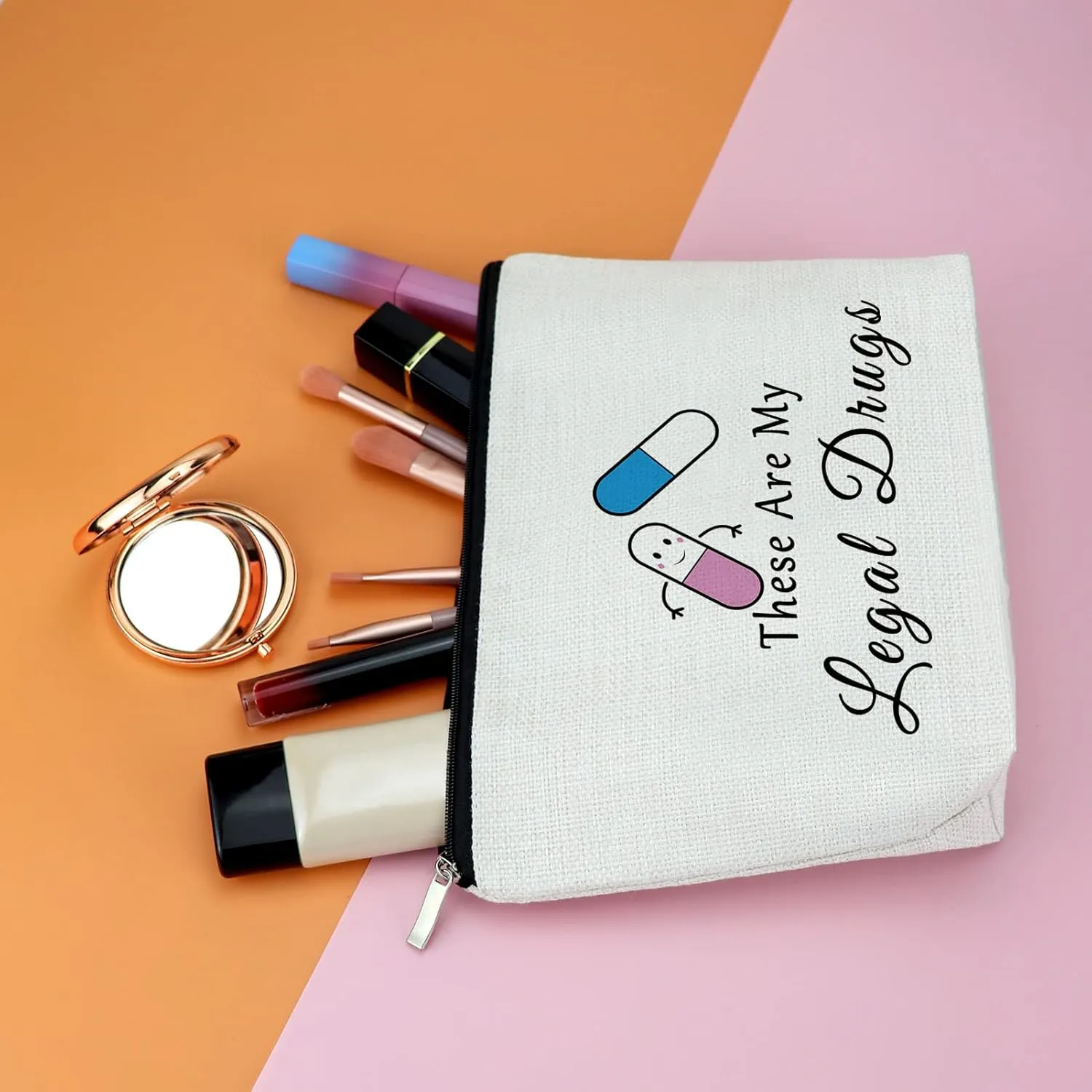 3pcs Medicine Gift for Women Makeup Bag Therapy Therapist Gifts Patient Birthday Present Cosmetic Bag Medicine Organizer Pouch Female Nurse Practitioner Present for Her Mom Sister Travel Pouch