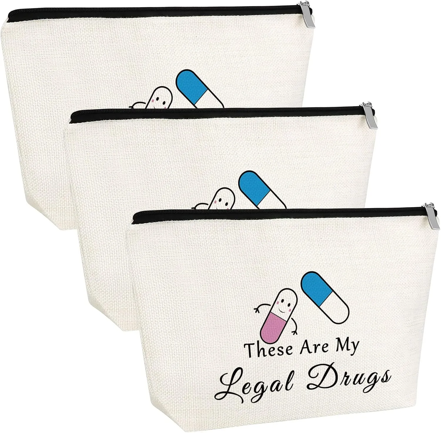 3pcs Medicine Gift for Women Makeup Bag Therapy Therapist Gifts Patient Birthday Present Cosmetic Bag Medicine Organizer Pouch Female Nurse Practitioner Present for Her Mom Sister Travel Pouch