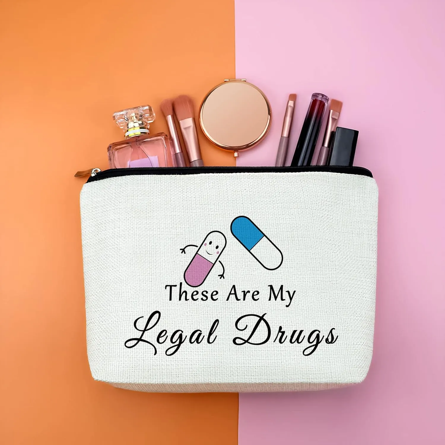 3pcs Medicine Gift for Women Makeup Bag Therapy Therapist Gifts Patient Birthday Present Cosmetic Bag Medicine Organizer Pouch Female Nurse Practitioner Present for Her Mom Sister Travel Pouch