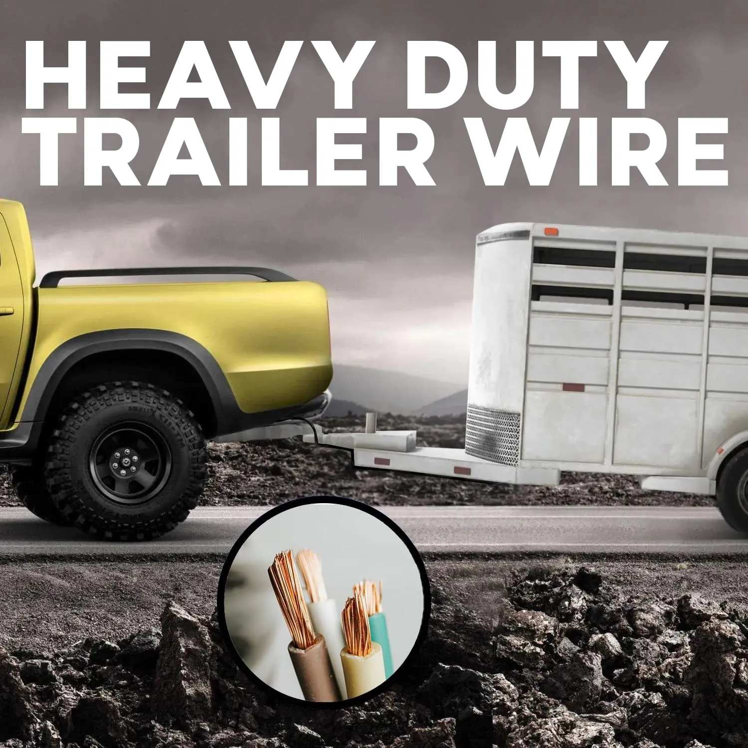 4 Way Trailer Wire (100 Feet) – Heavy Duty 14 Gauge 4 Conductor Insulated Cable – Durable, Weatherproof, Color-Coded 4 Way Trailer Wiring Extension for RV Trailer and Automotive