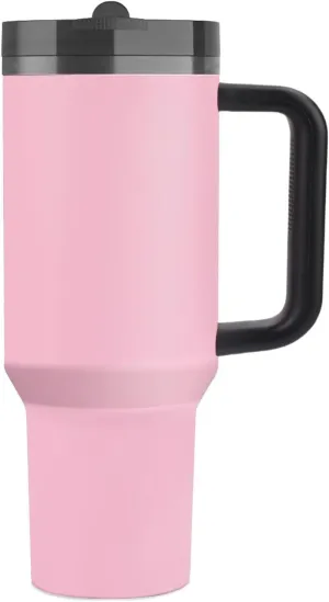 40 oz Tumbler with Handle Quenchers ProTour Detachable Flip Straw Lid Tumbler,Vacuum Insulated Tumblers with Top Leak Proof Lids and Flip Straw,Reusable Insulated Cup (Massey Powder, 40 oz)